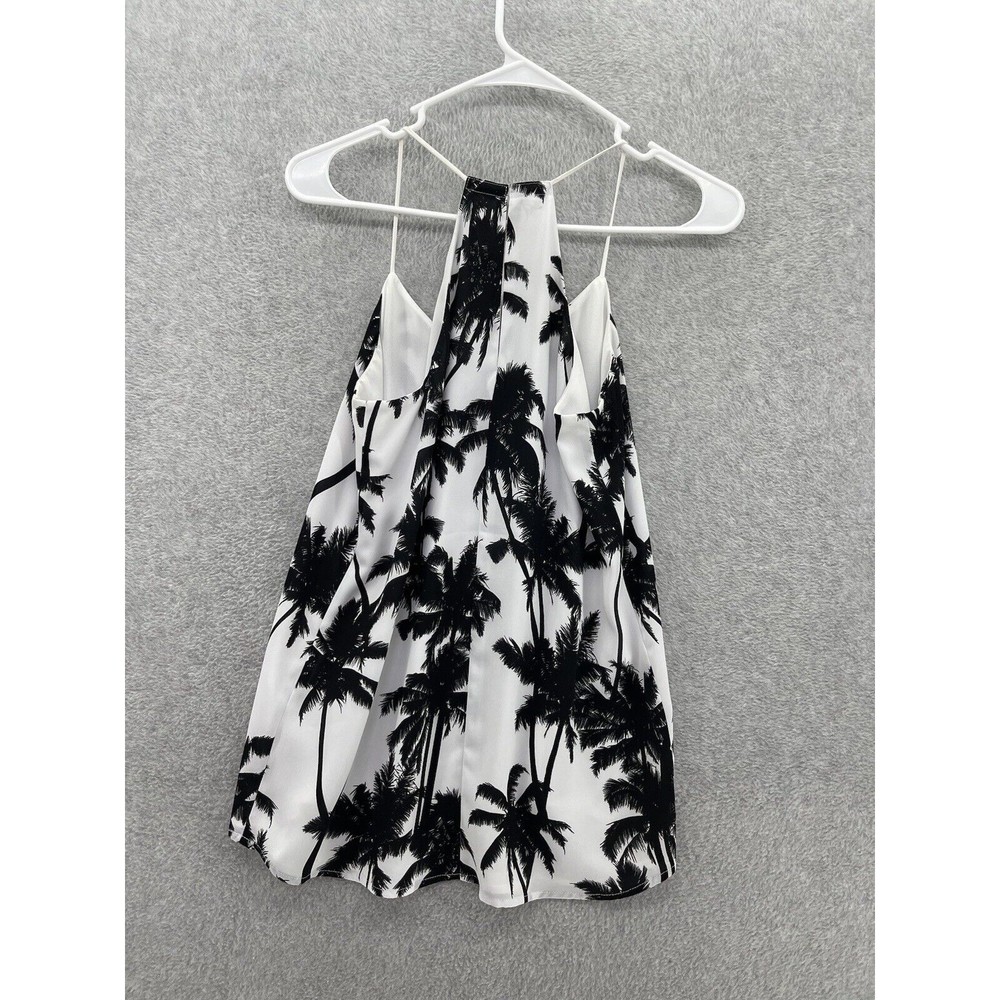 Express Women's Trapeze Blouse Palms Sleeveless Size XS Lined Tank Flowy - Picture 2 of 9
